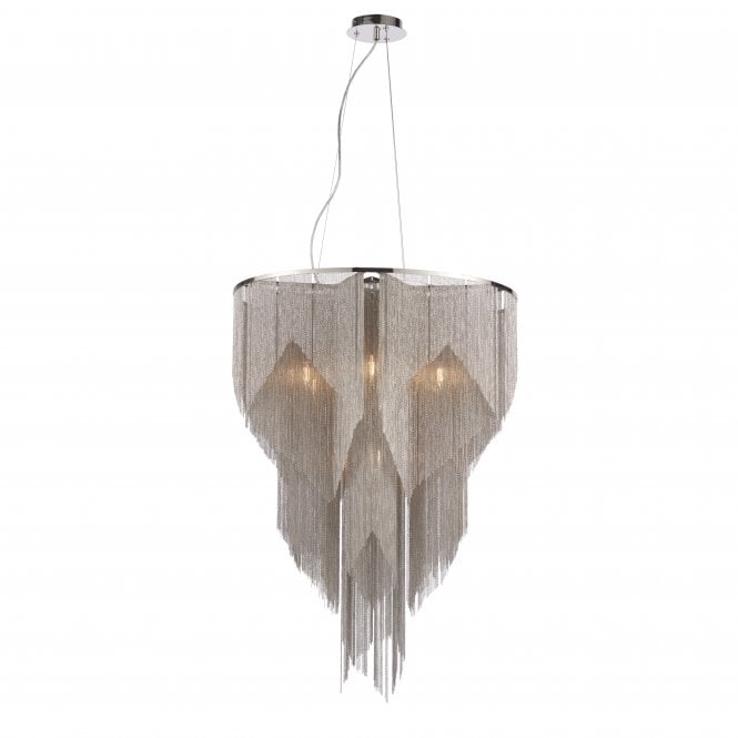 LOIRE 7 Light Pendant | Bright Nickel Plate & Silver Effect Chain