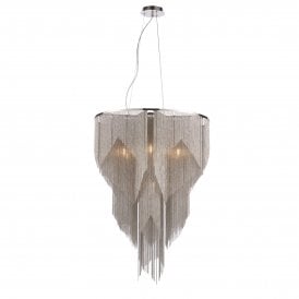 LOIRE 7 Light Pendant | Bright Nickel Plate & Silver Effect Chain