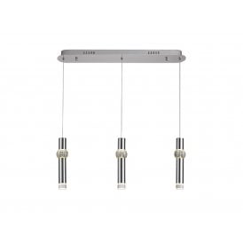 LOLA 3 Light Ceiling Pendant Bar Polished Chrome Crystal
