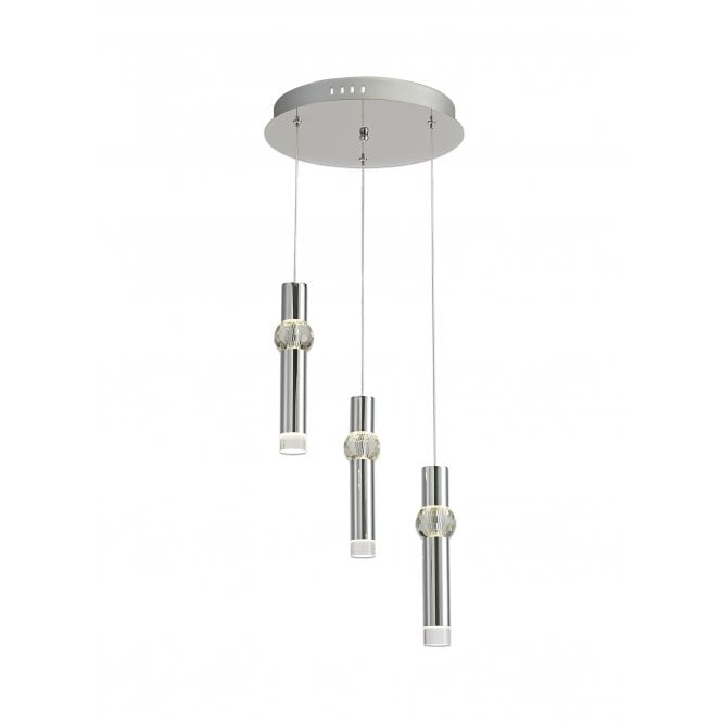 LOLA 3 Light Ceiling Pendant Polished Chrome Clear Crystal