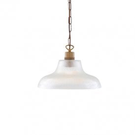 LONDON 30cm Holophane Railway Pendant in Antique Brass