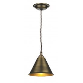 LONDON Single Pendant in Antique Brass