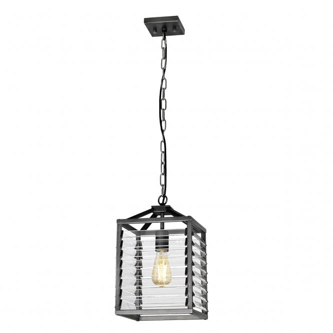 LOUVRE 1 Light Pendant in Gunmetal Paint Finish