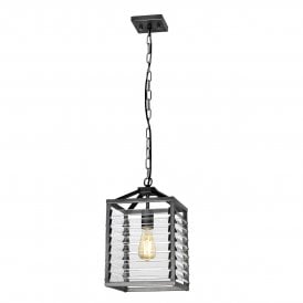 LOUVRE 1 Light Pendant in Gunmetal Paint Finish