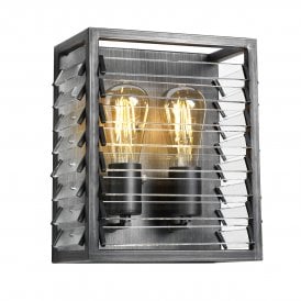 LOUVRE 2 Light Pendant in Gunmetal Paint Finish