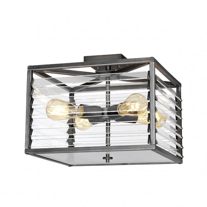 LOUVRE 4 Light Flush Light in Gunmetal Paint Finish
