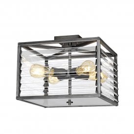 LOUVRE 4 Light Flush Light in Gunmetal Paint Finish
