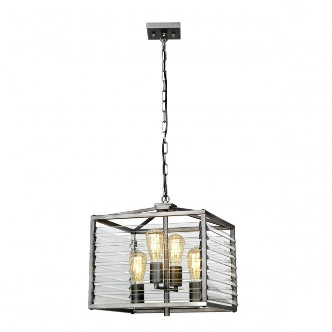 LOUVRE 4 Light Pendant in Gunmetal Paint Finish