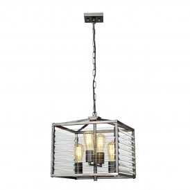 LOUVRE 4 Light Pendant in Gunmetal Paint Finish