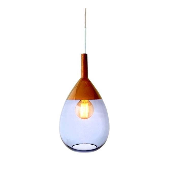 LUTE blue glass and copper pendant