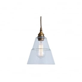 LYX Clear Glass Pendant Light in Antique Brass