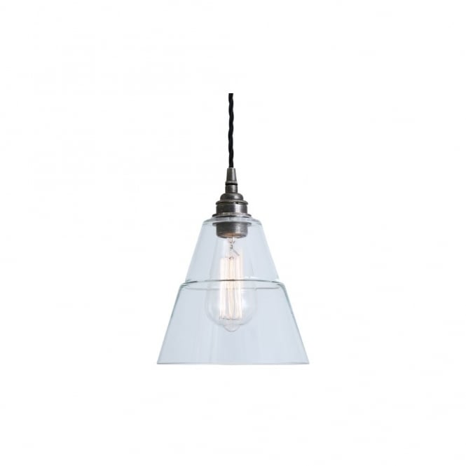 LYX Clear Glass Pendant Light in Antique Silver