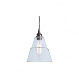 LYX Clear Glass Pendant Light in Antique Silver