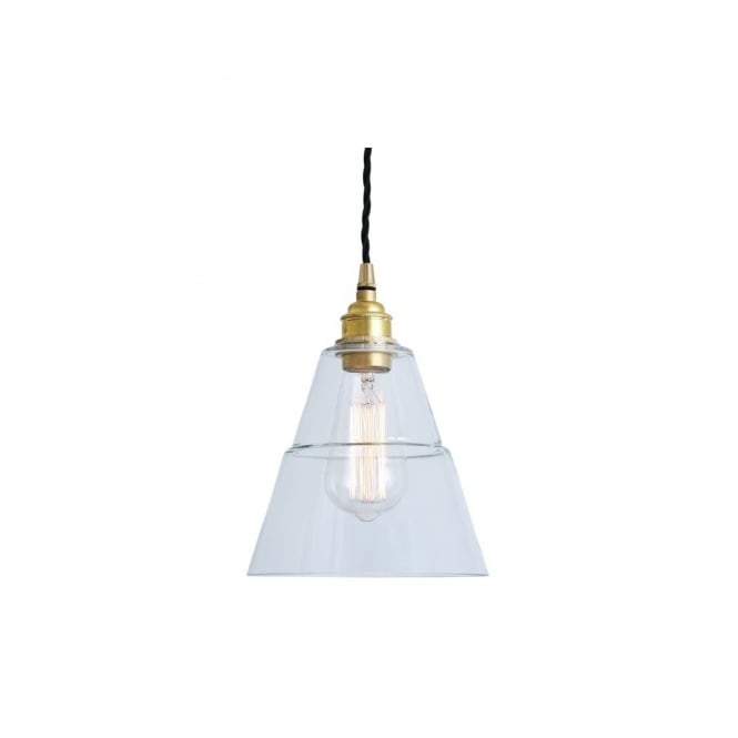 LYX Clear Glass Pendant Light in Polished Brass