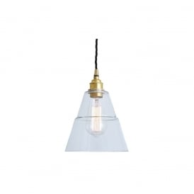 LYX Clear Glass Pendant Light in Polished Brass