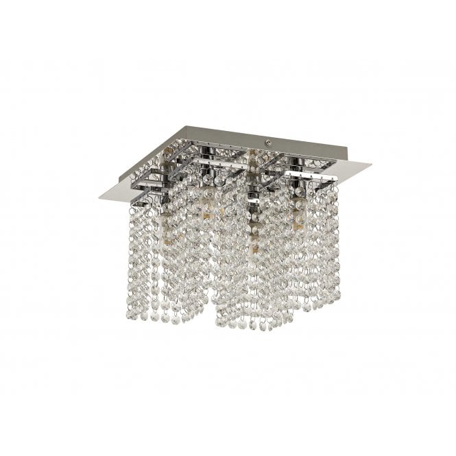 MAISIE 4 Light Square Crystal Bathroom Light | Polished Chrome