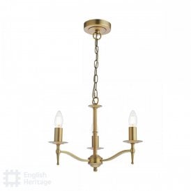 aged brass chandelier with 3 arms