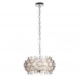 MARELLA 4 Light Pendant | Bright Nickel & Clear Glass Coins | Handmade UK