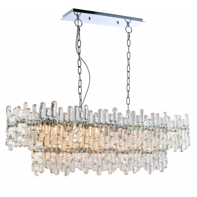 MAYA 12 Light Pendant | Chrome Effect Plate & Clear Glass