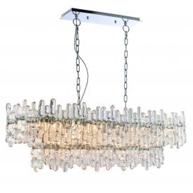 MAYA 12 Light Pendant | Chrome Effect Plate & Clear Glass