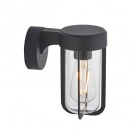 MILTON Die-Cast Ip44 Black With Clear Glass E27 Wall Light
