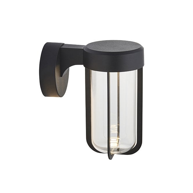 MILTON Die-Cast Ip44 Black With Clear Glass Led Wall Light