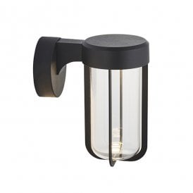 MILTON Die-Cast Ip44 Black With Clear Glass Led Wall Light