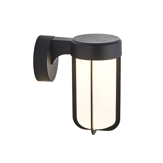 MILTON Die-Cast Ip44 Black With Frosted Glass Led Wall Light