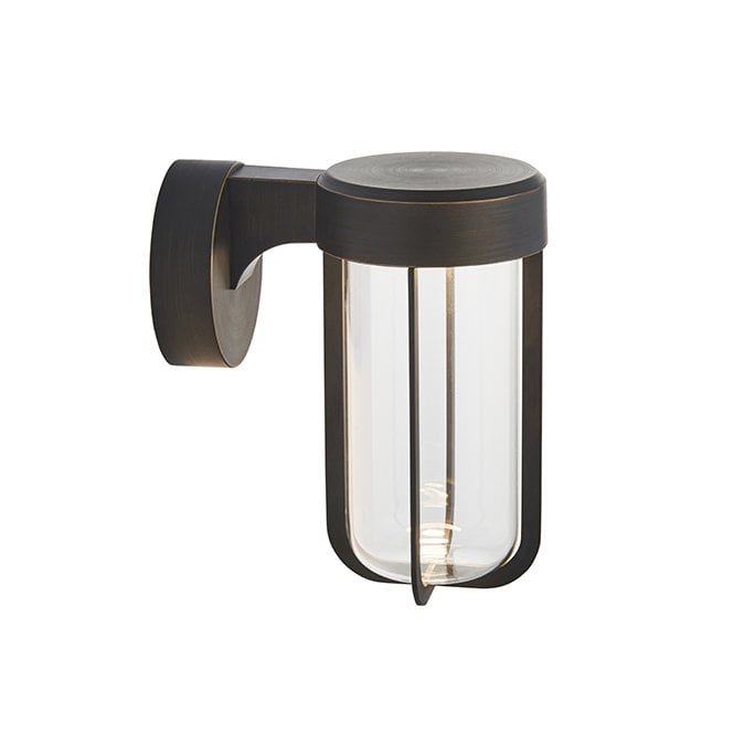 MILTON Die-Cast Ip44 Brushed Bronze With Clear Glass Led Wall Light