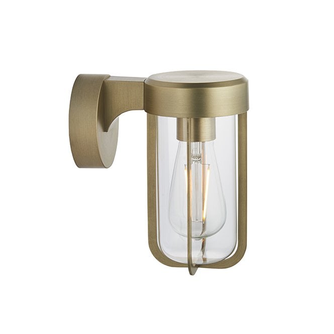 MILTON Die-Cast Ip44 Brushed Gold With Clear Glass E27 Wall Light