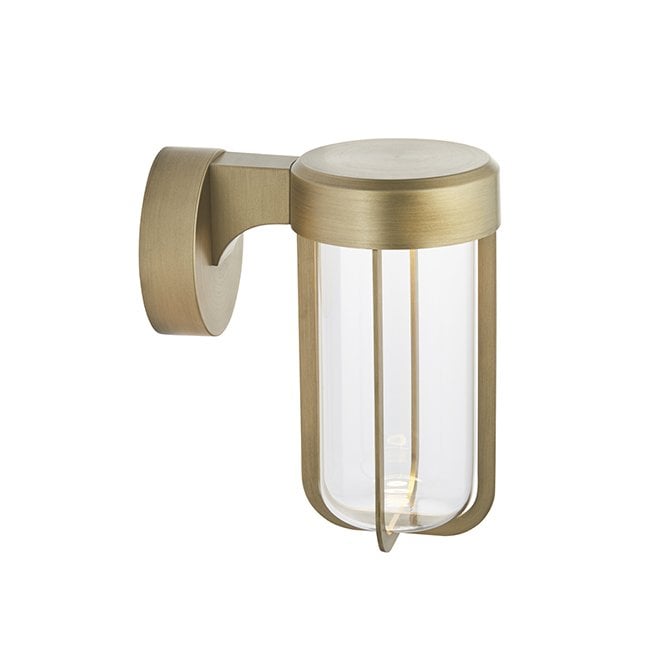 MILTON Die-Cast Ip44 Brushed Gold With Clear Glass Led Wall Light