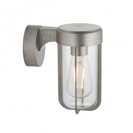 MILTON Die-Cast Ip44 Brushed Silver With Clear Glass E27 Wall Light