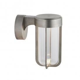 MILTON Die-Cast Ip44 Brushed Silver With Clear Glass Led Wall Light