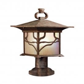 MORRIS 1 Light Pedestal Lantern in Distressed Copper IP44 Rated for Outdoor Use