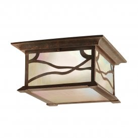 MORRIS 2 Light Flush Mount in Distressed Copper IP44 Rated for Outdoor Use