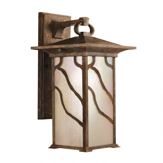 MORRIS Large Wall Lantern in Distressed Copper IP44 Rated for Outdoor Use