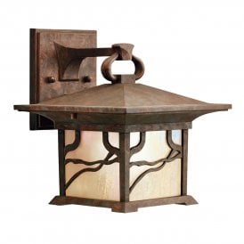 MORRIS Medium Wall Lantern in Distressed Copper IP44 Rated for Outdoor Use