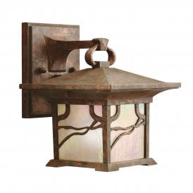 MORRIS Small Wall Lantern in Distressed Copper IP44 Rated for Outdoor Use