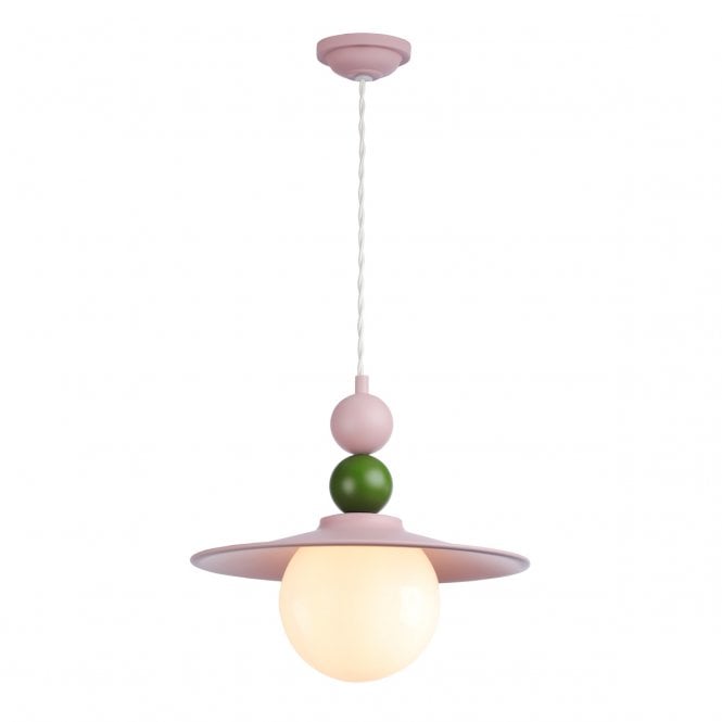 NEO SINGLE PENDANT BLUSH Pink & JUNIPER with CREAM cable