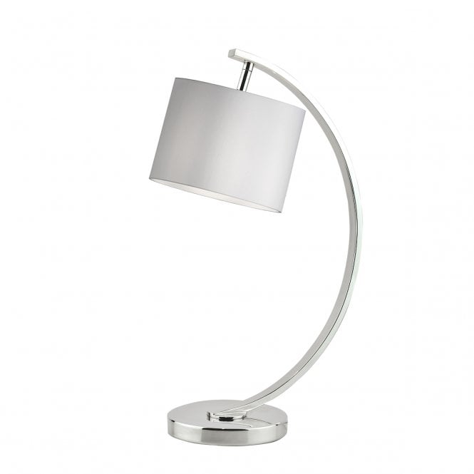 NOAH Brushed Chrome Table Lamp with White Shade