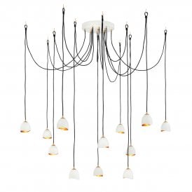 NULA 12 Light Pendant in Shell White/Luxe Gold