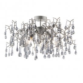 OASIS Aged Silver Branch Semi-Flush With Glass Droplets