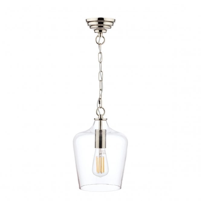 OCKLEY Polished Chrome & Glass Bottle Pendant Ceiling Light