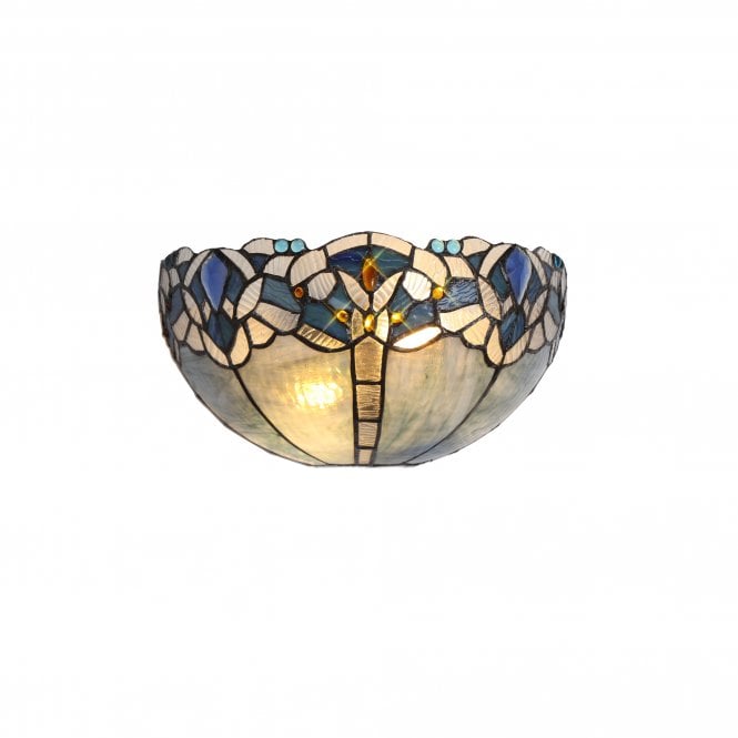 OMARI 2 Light Wall Light Blue/Clear Black Handcrafted
