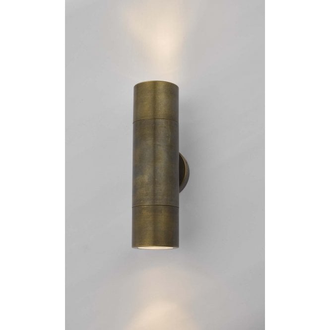 ORTEGA 2 Light Wall Light Antique Brass IP65