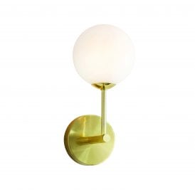 OTTO Wall Light | Satin Brushed Gold Effect Plate & Gloss Opal Glass