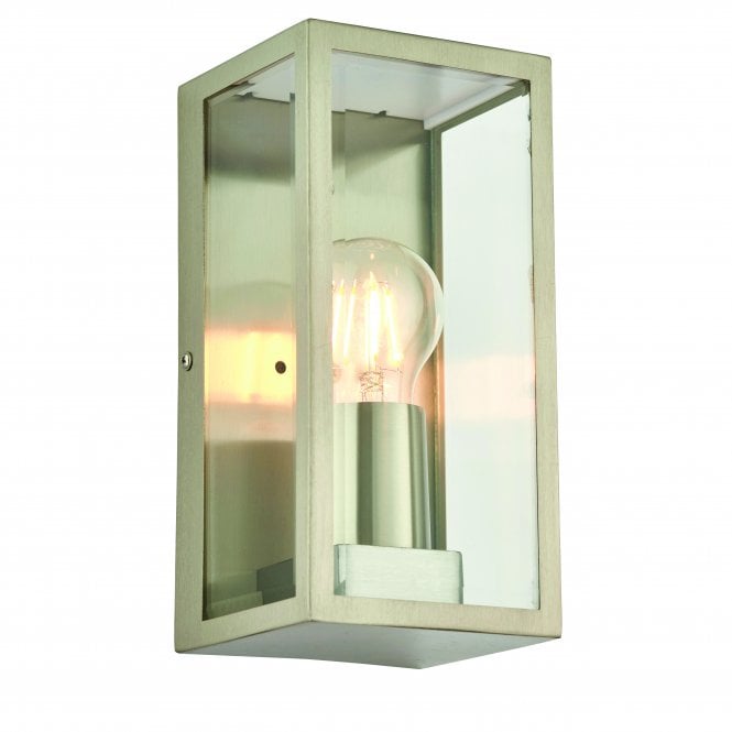 OXFORD Wall Light | IP44 Brushed Stainless Steel & Clear Glass