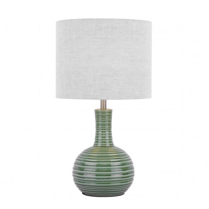 Padley Table Lamp Green Ceramic & Antique Brass with Shade
