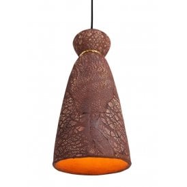 PANDO Ceramic Pendant Light in Red Iron and Polished Brass