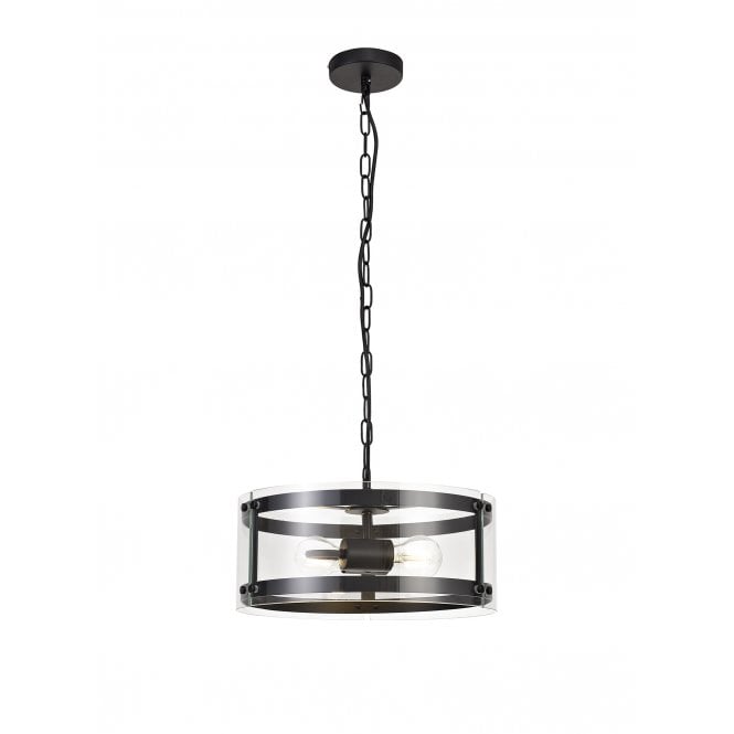 PARKER 2 Light Lantern Style Ceiling Pendant | Matt Black